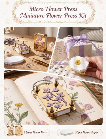 2pcs Mini Flower Press, Pocket Metal Press Kit with 30Pcs Blotting Paper in Saudi Arabia