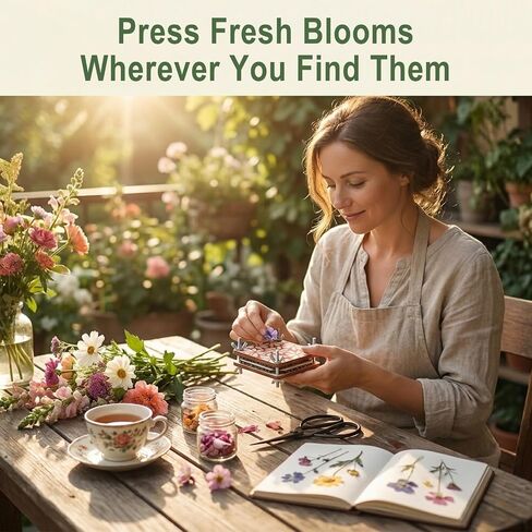 QIVARONZEL Mini Flower Press Kit, 2.5 Inch Pocket Flower Press with 10 Absorbent Papers, Flower Press Keychain, Presses Plants, Leaves, Herbs and Micro Flowers for Arts and Crafts Lovers in Kuwait