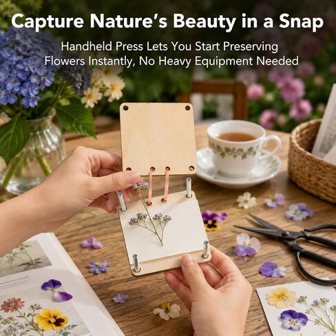 QIVARONZEL Mini Flower Press Kit, 2.5 Inch Pocket Flower Press with 10 Absorbent Papers, Flower Press Keychain, Presses Plants, Leaves, Herbs and Micro Flowers for Arts and Crafts Lovers in Kuwait