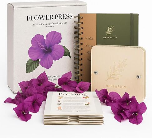 WOKK Flower Press Kit with Herbarium Journal, Compact 8.7" Flower Press in Kuwait