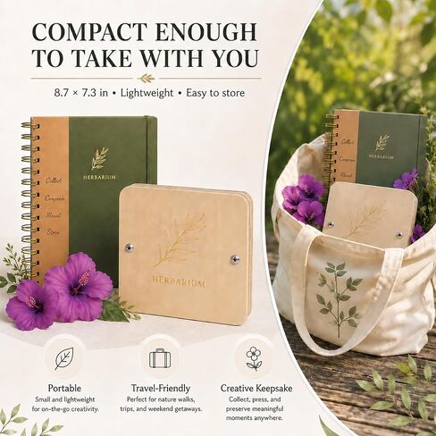 WOKK Flower Press Kit with Herbarium Journal, Compact 8.7" Flower Press in Kuwait