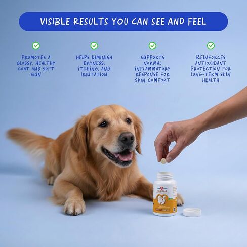 Dog Omega 3 Fish Oil Skin and Coat Supplement for Dry Skin & Allergy Relief in Saudi Arabia
