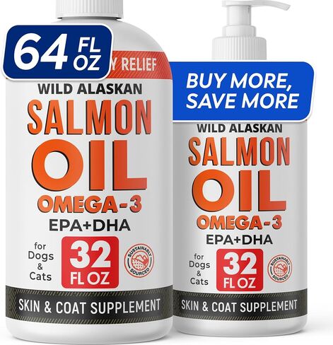 Wild Alaskan Salmon Oil for Dogs & Cats w/Omega 3 - EPA+DHA Fatty Acids in Saudi Arabia