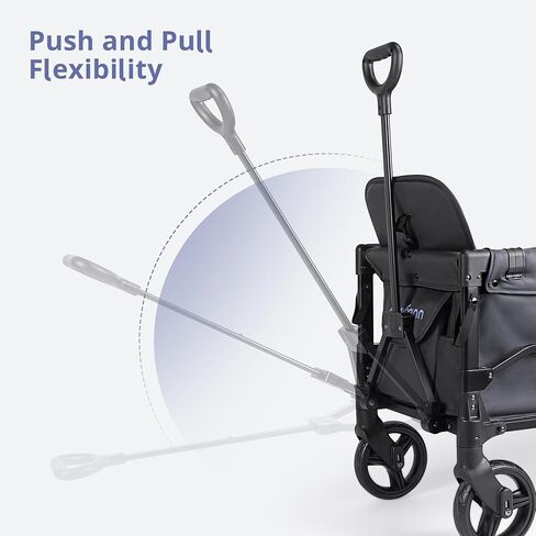MOMFANN Stroller Wagon for Kids, Double Wagon Stroller Toddlers, All-Terrain Baby Wagon with Canopy & 2 Seaters, Adjustable Handle & Pull Bar for Infants and Toddlers, Gray in Kuwait