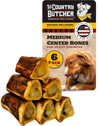 The Country Butcher 9" XL Beef Marrow Dog Bone for Aggressive Chewers, Large and Medium Breed Dog Treat, Natural, Tough, Chew Toy, Made in The USA, 3 Count in Kuwait