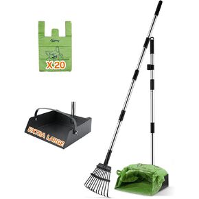 Toozey Pooper Scooper for Large Dogs, 43.31" Long Handle, Metal Tray & Rake in Kuwait