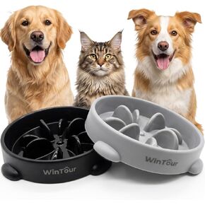WinTour 2 Pack Slow Feeder Dog Bowls, BPA Free, Medium & Small Dog Bowls in Kuwait