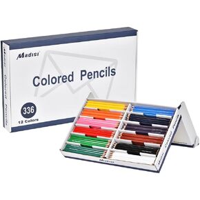 Madisi Colored Pencils Bulk, Pre-Sharpened, 12 Assorted Colors, 336 Pack in Kuwait