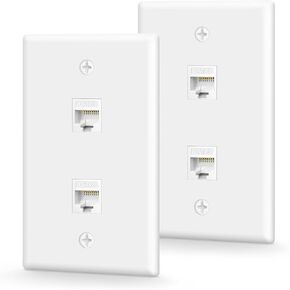 VCE [UL مدرجة] VCE (2 حزمة) 1 منفذ Cat6 أنثى إلى أنثى لوحة حائط - أبيض in Kuwait