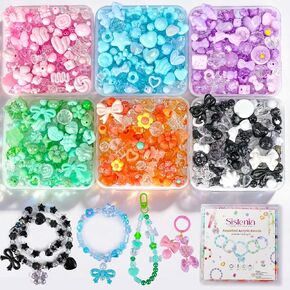 Sistenia 480PCS Assorted Acrylic Beads for Bracelet Making Kit with String in Saudi Arabia