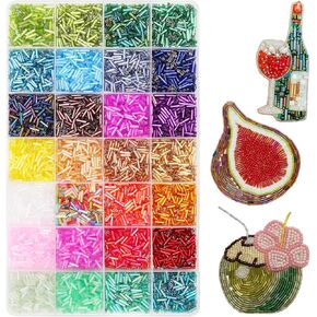 Tube Seed Beads 7mm Crafts Glass Bugle Beads with for Jewelry Making Embroidery Decoration (28 Colors, 8400pcs) in Saudi Arabia