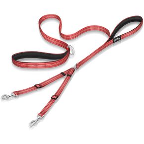 Premium Reflective Double Dog Leash - Adjustable Coupler - 2 Padded Handles- Great for Walking 2 Dogs/Dual Dogs - Tangle Free (Large - 1" Width, 4 Feet Black) in Saudi Arabia