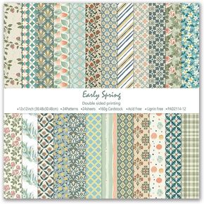 Antique White Scrapbook Paper, 24 Sheets 12"x12" Double Sided Vintage Neutral Crafted Paper with Botanical & Geometric Designs for Scrapbooking, Card Making & Timeless Projects in Saudi Arabia