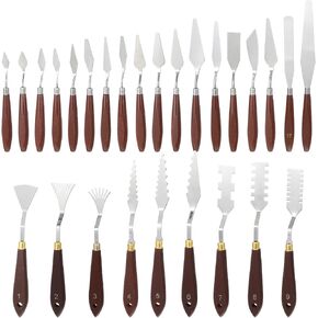 Palette Knife Set, 27Pcs Palette Knives Stainless Steel Art Paint Knife Professional Paint Spatula Painting Knife with Wood Handle for Oil Painting Acrylic Color Mixing and Texturing in Kuwait