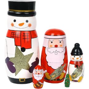 5 Pcs Christmas Russian Nesting Dolls Handmade(Snowman) in Kuwait