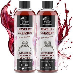 Caribbean Gem Ultrasonic Cleaner Solution Concentrate - Highly Concentrated All Purpose Cleaning Solution for All Ultrasonic Machines - USA Made Plant Based Eyeglass and Jewelry Cleaner, 8oz (2 Pack) in Kuwait