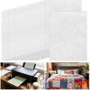 Chicplaid 30 Sheets Printable Fabric Sheets 8.5 x 11 Inches Polyester Quilt Label Fabrics Sheet Label Fusible Fabric Sheet for Inkjet Printer Patchwork Quilting Handcraft Fabrics Sewing Project in Kuwait