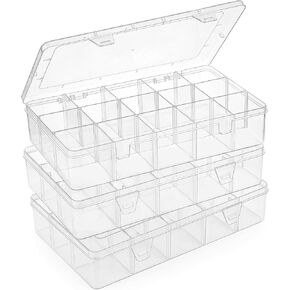 Bead Organizer Storage 2 Pack 15 Grid Clear Plastic Tackle Box Adjustable in Saudi Arabia