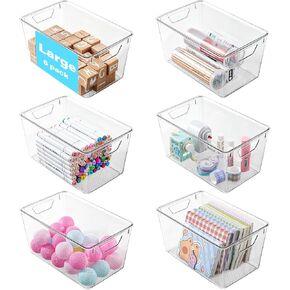 6 Pack Small Clear Storage Bins with Lids, Plastic Arts and Craft Storage Containers, Stackable Clear Plastic Craft Storage Bins with Handles for Classroom Storage Organization,Kitchen, Fridge, Office in Saudi Arabia