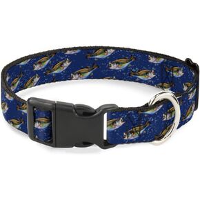 Buckle-Down 9-15" Bass Fish/Water Bubbles Plastic Clip Collar, Small in Saudi Arabia