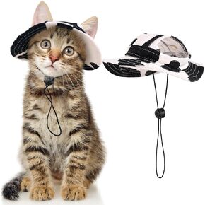 DENTRUN Cat Hats for Cats Only, Cat Cowboy Hats with Ear Holes Tiny Pets Birthday Party Costume, Cat Headwear Mini Cowboy Hat, Funny Sombrero Kitten Hat Chihuahua Beanie Cap Party Decorations in Saudi Arabia