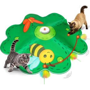 FEELNEEDY Rechargeable Cat Toys, 2 in 1 Hide and Seek Game Interactive Cat Toy, Movable LED Red Dot, Moving Concealed Feathers, Durable Exercise Toys for Indoor Cats, Bored Adult Cats Wand Toy in Saudi Arabia