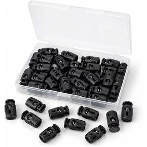 Black Plastic Cord Locks for Drawstrings, Single Hole Spring Toggle Stoppers in Kuwait