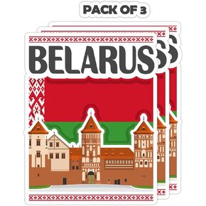 Belarus Souvenir Stickers 3-Pack - Handmade Travel Collectible Decals - Flag & Landmark Design (3" Wide (Medium)) in Saudi Arabia