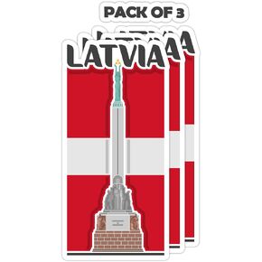 Latvia Souvenir Stickers 3-Pack - Handmade Travel Collectible Decals - Flag & Landmark Design (2" Wide (Small)) in Saudi Arabia