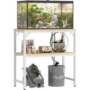 24" L x 11.8" W Fish Tank Stand for 10 Gallon Tanks, 2-Tier Heavy Duty Aquarium Stand with Storage Shelves, 150 LBS Weight Capacity Adjustable Reptile Terrarium Stand, Rustic Brown in Kuwait