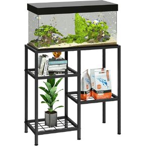 YBING Fish Tank Stand 20 Gallon Aquarium Stand Aquarium Turtle Tank Reptile Tank Stand with 3-Tier Small Metal Shelf Black in Kuwait