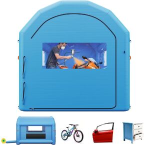 VEVOR Inflatable Paint Booth, 13 x 10 x 9 ft, Portable Spray Booth with 750W Powerful Blower and Large Filter Cotton, Arched Roof Blow Up Painting Tent for Bike, Motorcycle, and Furniture, Gray in Kuwait