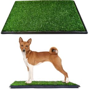 وسادة عشب للكلاب من Downtown Pet Supply مع صينية، مقاس 20 × 25 - نظام نونية للاستخدام الداخلي والخارجي للكلاب مع عشب صناعي قابل للاستبدال - نونية للكلاب محمولة ومقاومة للماء in Kuwait