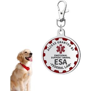 Emotional Support Dog Tag Emotional Support Dog Tag Metal Pet ID Tags ESA Tag Red Medical Alert Symbol Double Sided, Navy Lettering l Easily Switch Between Collars Harness and Vest. in Kuwait