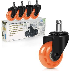 Office Chair Caster Wheels, 3" Heavy Duty Wheels for Office, Game Chairs - Universal Fit, Smooth Rolling on Hardwood, Tile, Carpet Floors in Saudi Arabia
