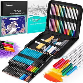 Soucolor 73Pcs Art Supplies Drawing Kit Sketch Pencils Set Adults Gift in Saudi Arabia