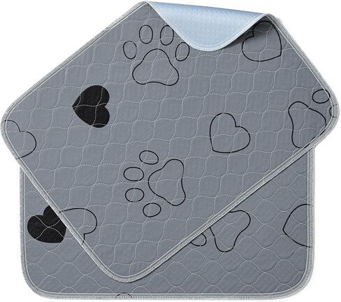 Feandrea Washable Dog Pee Pads, 2 Pack, Reusable Dog Pads, 48 x 24 Inches, L, Waterproof Pet Training Pads, Leakproof, Non-Slip, Super Absorbent, for Guinea Pig, Hamster, Gray UPTD024G01 in Kuwait