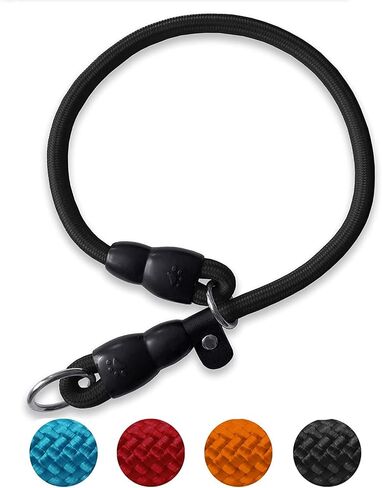 Slip Collar, Dog Choker Collar, Nylon Dog Training Collar with Slidable Stopper No Pull Dog Collars Martingale Collars for Small Medium Large Dogs, Black, S in Kuwait