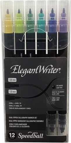 Speedball Elegant Writer Acid-Free Non-Toxic Water Based Calligraphy Marker, Chisel Tip, Assorted Size, Black, Set of 4 in Kuwait
