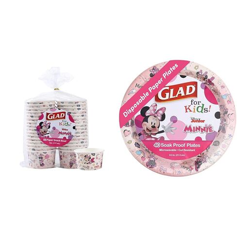 Glad for Kids Disney Mickey & Friends 9oz Paper Cups with Minnie Mouse Pink Polka Dots Design, 24 Count | Pink Polka Dot Mickey & Friends Paper Cups for Everyday Use, Kids Cups in Kuwait