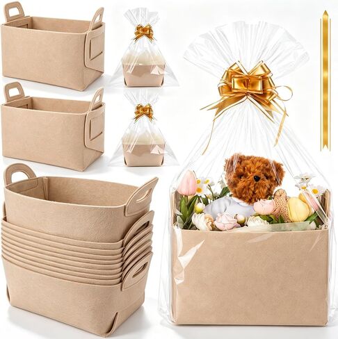 Mifoci 10 Pack Felt Gift Basket Empty Set, Baskets for Gift Empty Bulk in Saudi Arabia