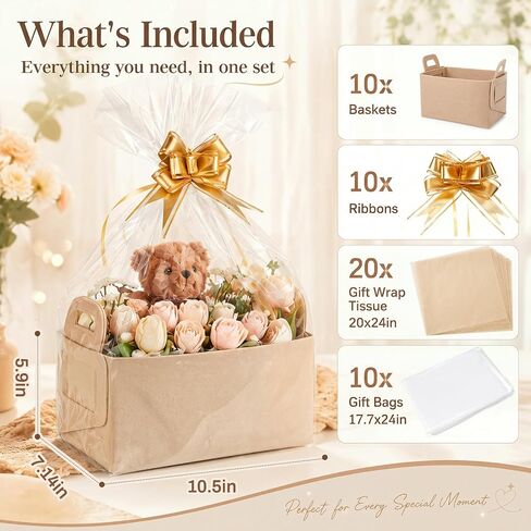 Mifoci 10 Pack Felt Gift Basket Empty Set, Baskets for Gift Empty Bulk in Saudi Arabia
