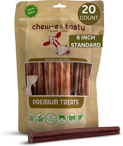 6 Inch Bully Sticks for Dogs (Pack of 20) - Natural, USDA Certified & Odor Free Bully Sticks - Made of Fully Digestible High Protein & Low Fats Dog Bully Sticks for Medium Dogs in Saudi Arabia