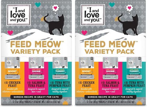 "I and love and you" Feed Meow Wet Cat Food Toppers, Tummy Formula with Tuna and Pumpkin, Digestive Support, Grain Free, No Fillers, Prebiotics and Probiotics, 3oz (Pack of 12) in Kuwait