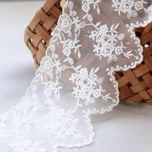 2 Yards Pink Vintage Embroidery Lace Trim Sewing Lace Fabrics for DIY Wedding Dress Craft Home Decor 7.87 Inches Width in Kuwait