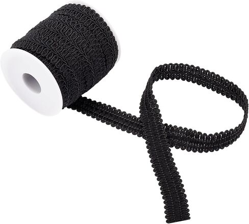 PandaHall 21 ياردة Gimp Braid Trim 11mm/0.43" بوليستر منسوج جديلة نسيج Gimp شريط تقليم للأزياء DIY الحرف الخياطة تنجيد المنزل اكسسوارات الديكور، أسود in Kuwait