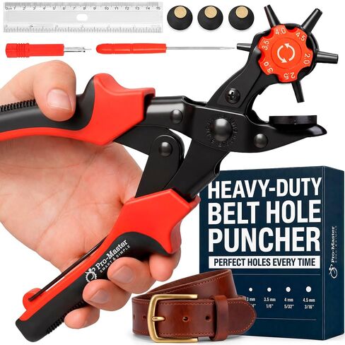Professional Leather Hole Puncher – Leather Punch Tool for Belts, Watch Bands, Handbag Straps and More – Precision Multi-Size Fabric & Leather Hole Puncher for Crafts & Easy DIY Belt Holes in Kuwait