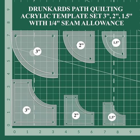 مجموعة قوالب من الأكريليك لحفر الطريق من Drunkards، 7.62 سم، 5.08 سم، 3.81 سم مع 0.64 سم بتمرير يسمح بتمرير التروس - مجموعة من 6 قطع in Kuwait