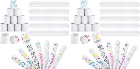 LovesTown 54 PCS White Slap Bracelets Bulk Party Favors for Kids DIY Crafts in Kuwait
