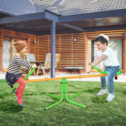 Teeter Totter for Ages 3-8 Outdoor, 2 in 1 Rocking Seesaw for Teeter Indoor Outdoor Park Playground Equipment Double Or Triple Seesaw Swinging Fun (Green) in Saudi Arabia